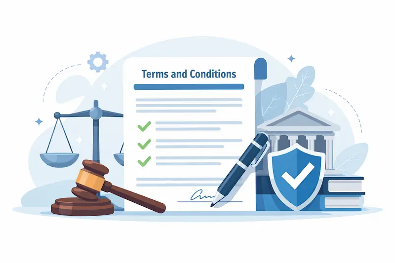 Terms and Conditions banner illustrating website policies and user agreement